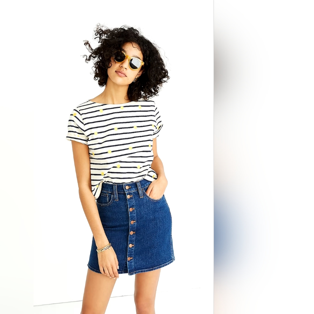Madewell Stretch Denim Straight Blue Jean Mini Skirt